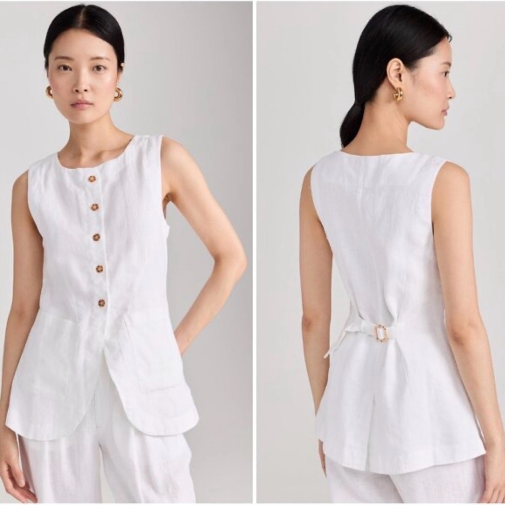 Posse Emma Linen Vest Waistcoat Ivory White Size L